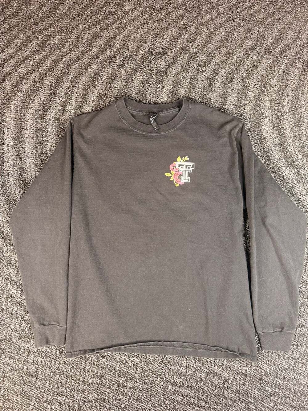 Texas Tech Long Sleeve T-Shirt Size M Floral Double T Black